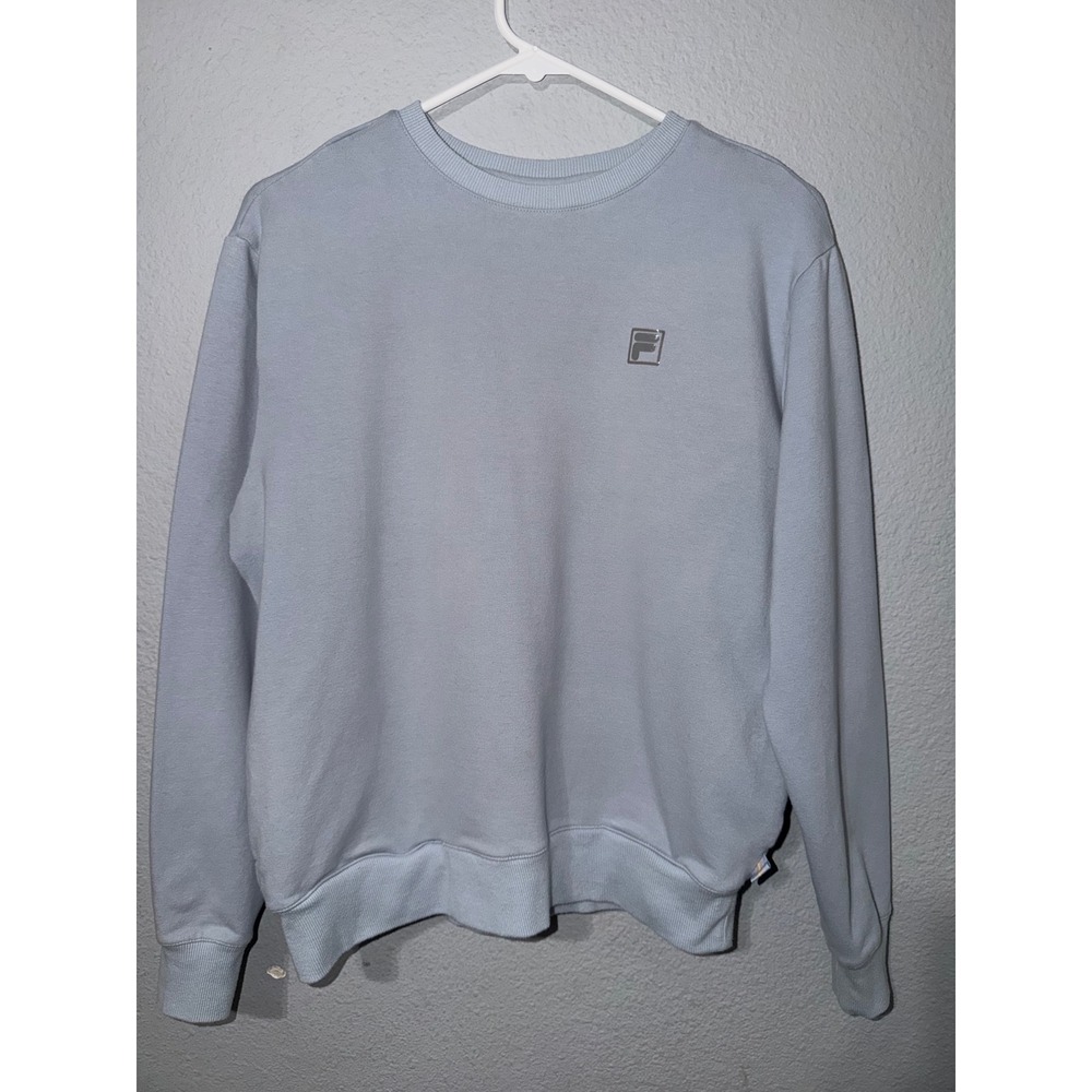 Fila Women Medium Light Blue Crewneck Sweatshirt Cotton Blend French Terry Retro